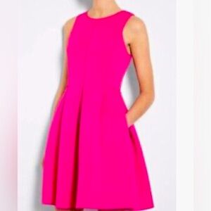Tibi New York pink Fit and Flate Sleeveless Neoprene Scuba dress with po…